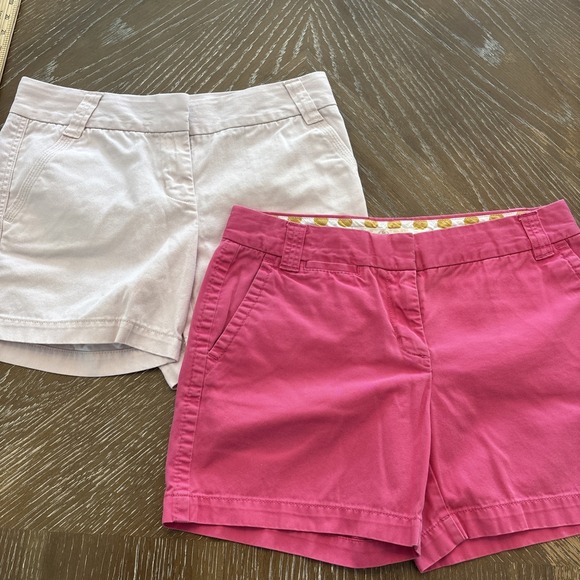 (2) J‎ Crew Sz 4 Chino Weathered Classic Twill Broken-In CITY Fit PINK/KHAKI EUC - Picture 2 of 7